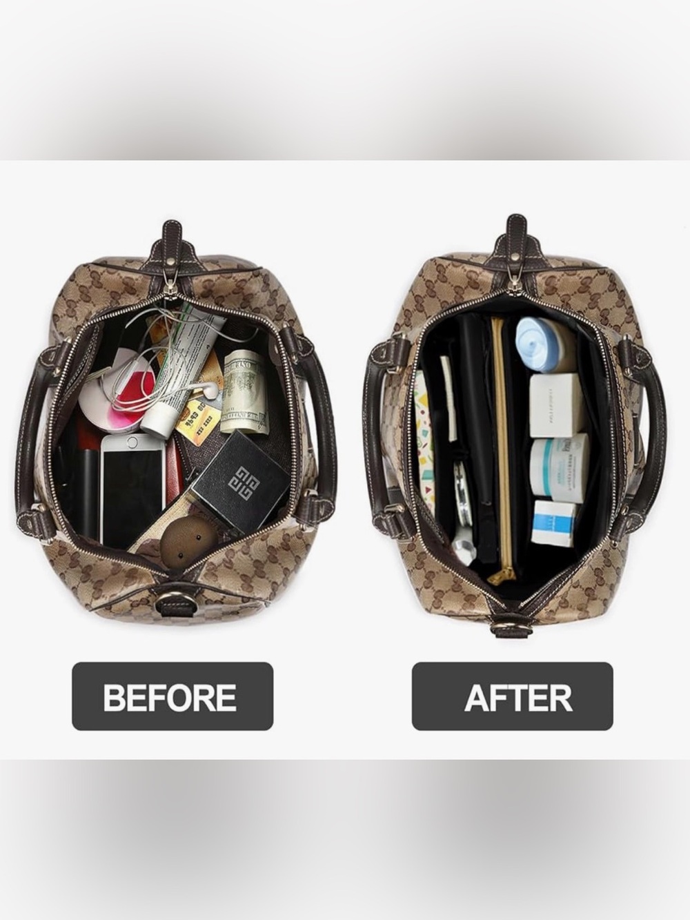 XL Black Tote Bag Organizer - Picture 2 of 3